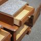 Pair of wooden nightstands, art deco style wooden bedside table, wood and marble table