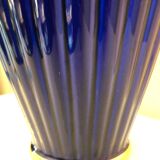 Vintage glazed ceramic vase, cobalt blue and gilt, Lancel Paris