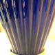 Vase en céramique émaillée vintage, bleu cobalt et dorure, maison Lancel Paris