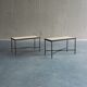 Set of 2 minimalist metal side tables with plaster-fiber tops