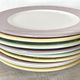 Assiettes plates l'amandinoise couleurs pastel, années 60