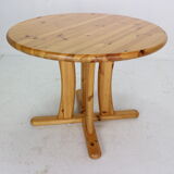 Round Solid Pinewood Dinning Table, 1970's Denmark