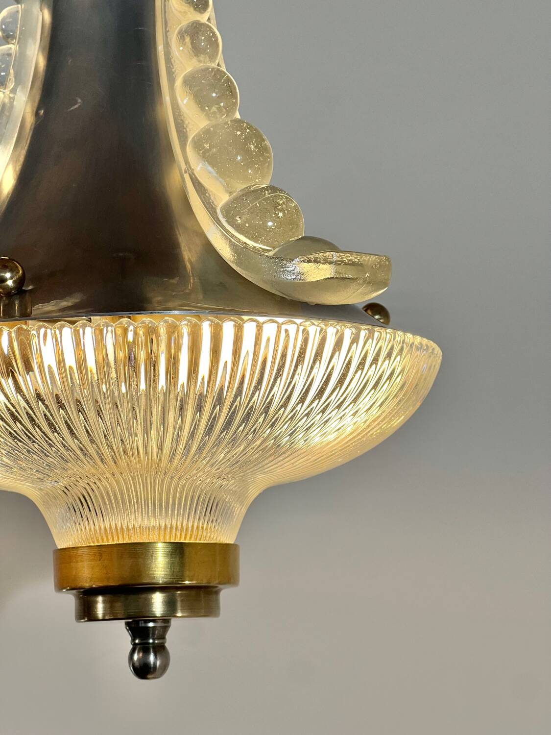 Holophane Art Deco prismatic glass pendant light