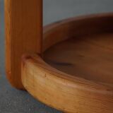 Modern Danish, brutalist round coat rack in solid pine, cylindrical shape, 1970s.