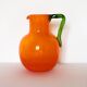 Pichet en verre bullé orange et vert