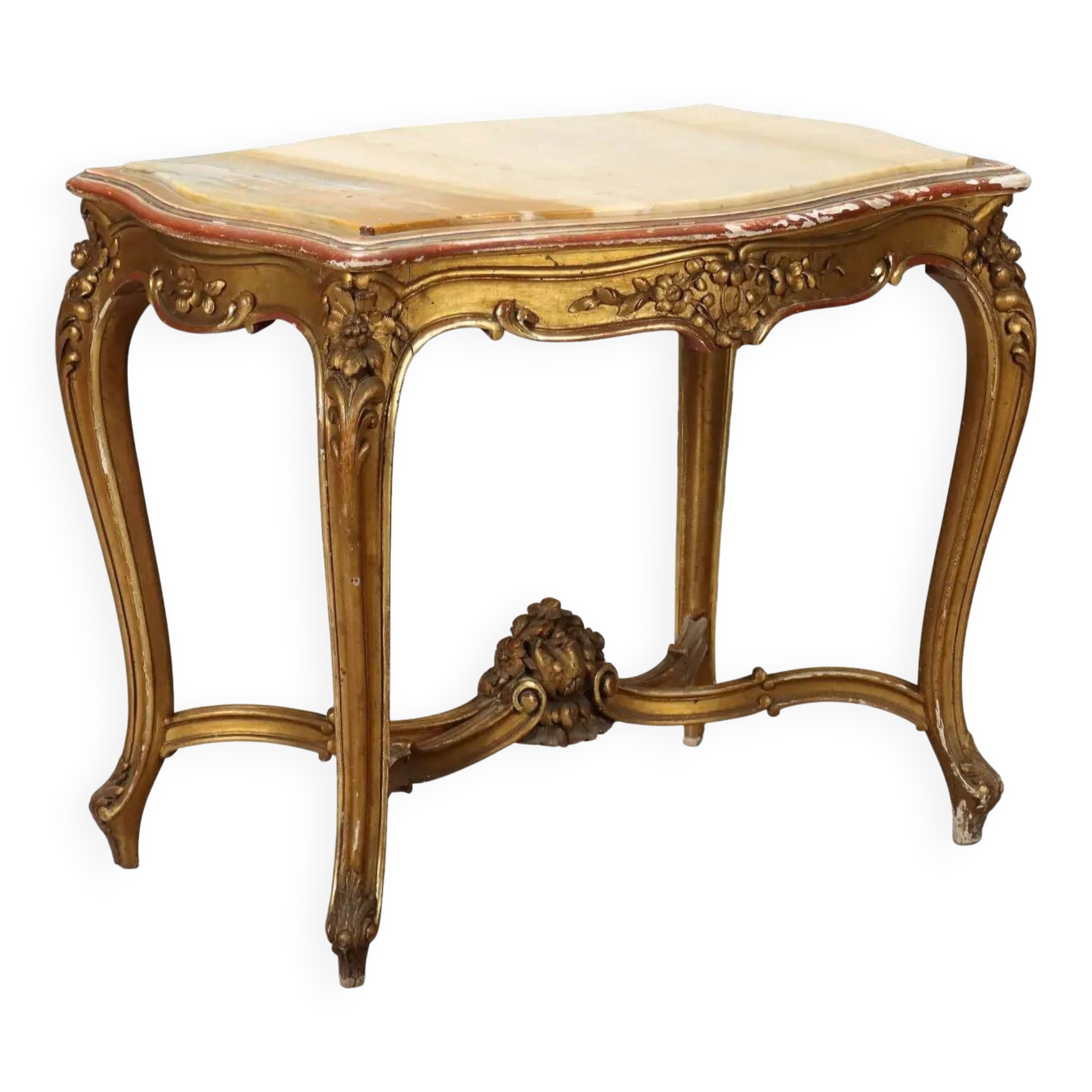 Petite table ancienne style baroque en bois sculpté, Italie, XIXe siècle