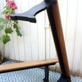 Paire de grands bancs en bois