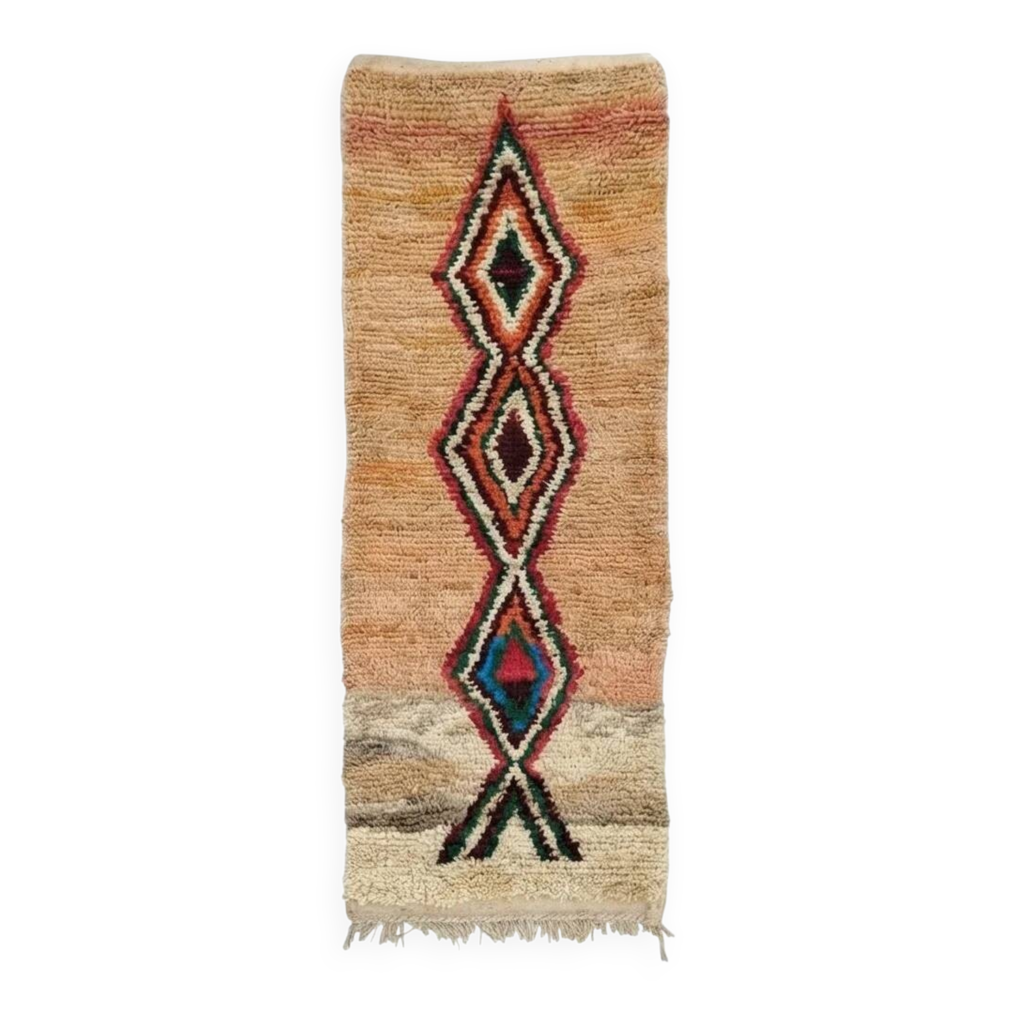 Moroccan Boujad hallway rug beige 75 x 280 cm