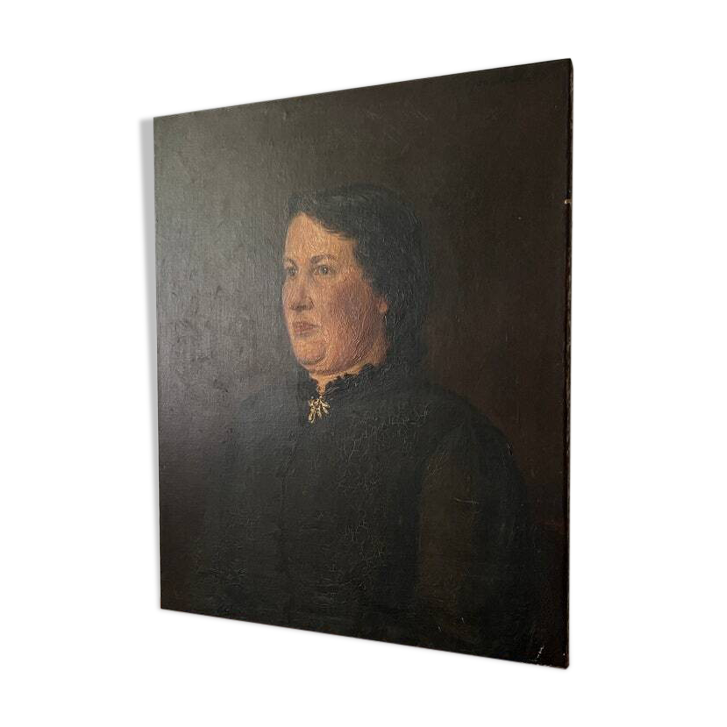 Antique Oil Painting on Canvas With Frame "Portrait of Noble Lady