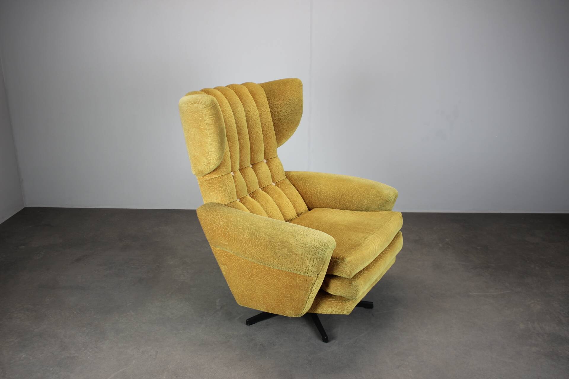 Mid-century style swivel wingback chair from the 1960s, Czechoslovakia