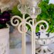 Set of 2 candle holders flower painted metal and glass