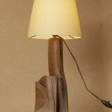 Sculptural lamp in solid wood circa 1960