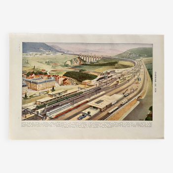Lithograph on the train and railway - 1940