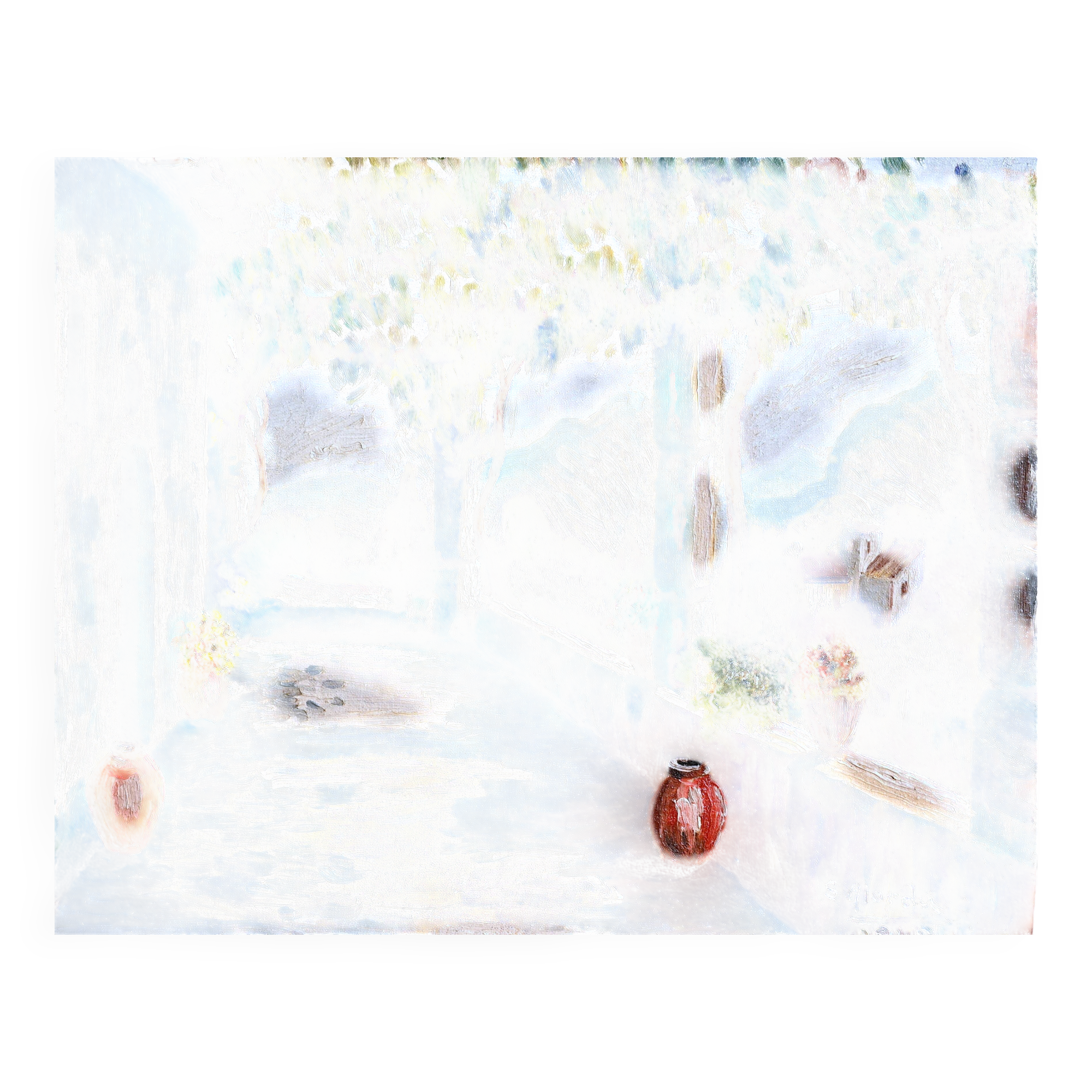 The pergola, painting signed s. alorda dated 1940