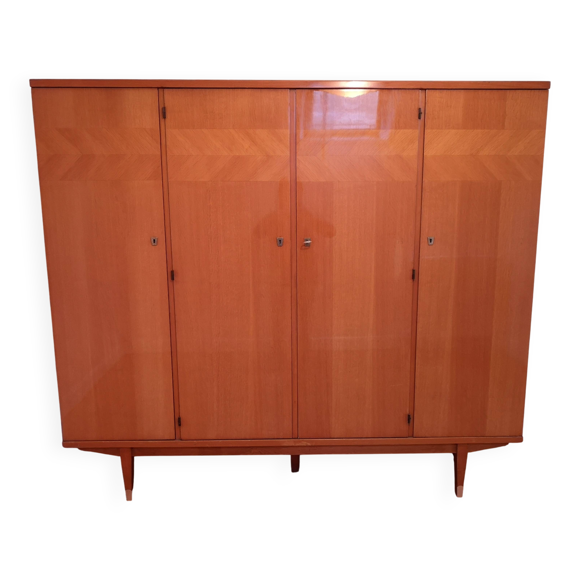 Vintage 1950s 4-door wardrobe