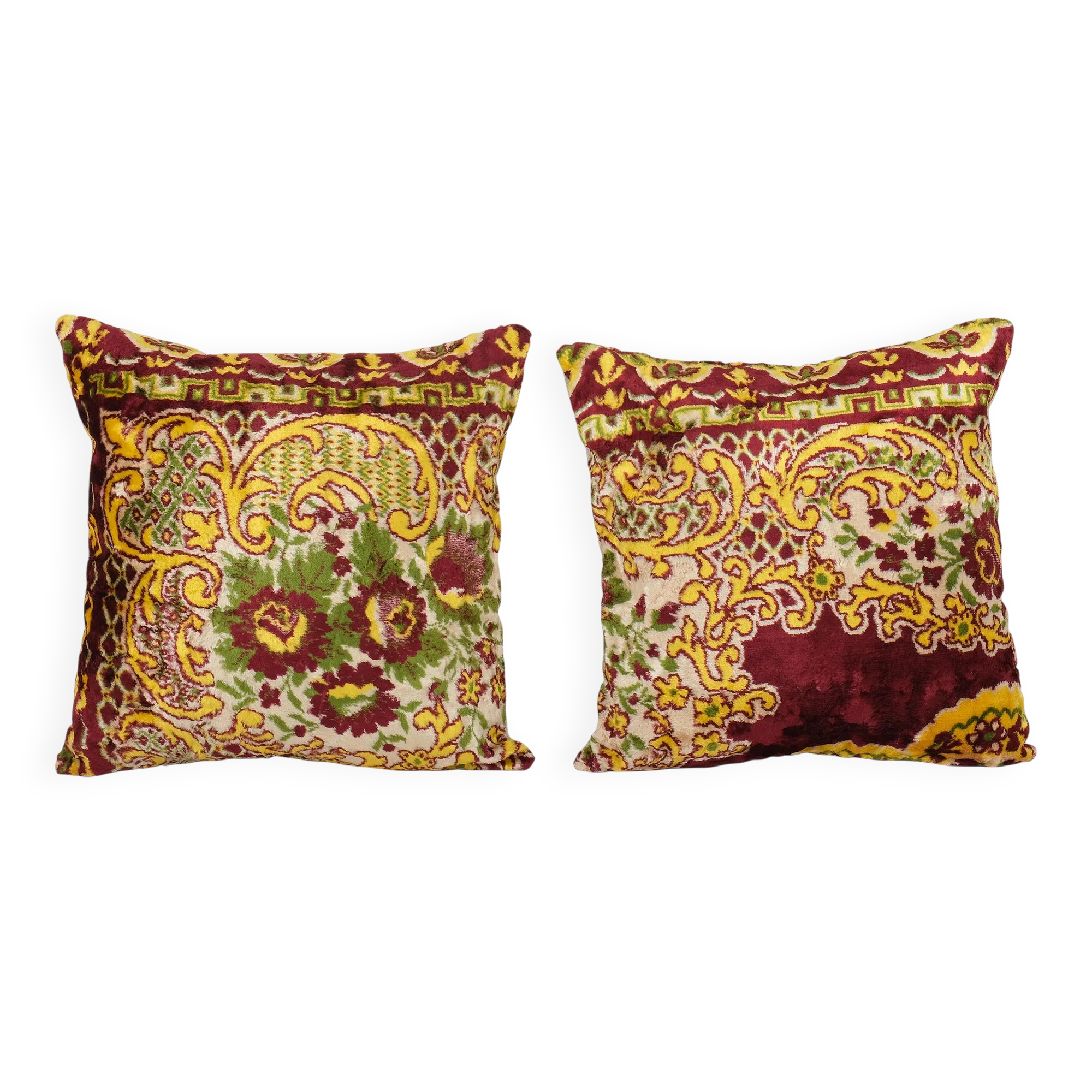Set of 2 vintage velvet cushion covers 51x51 cm
