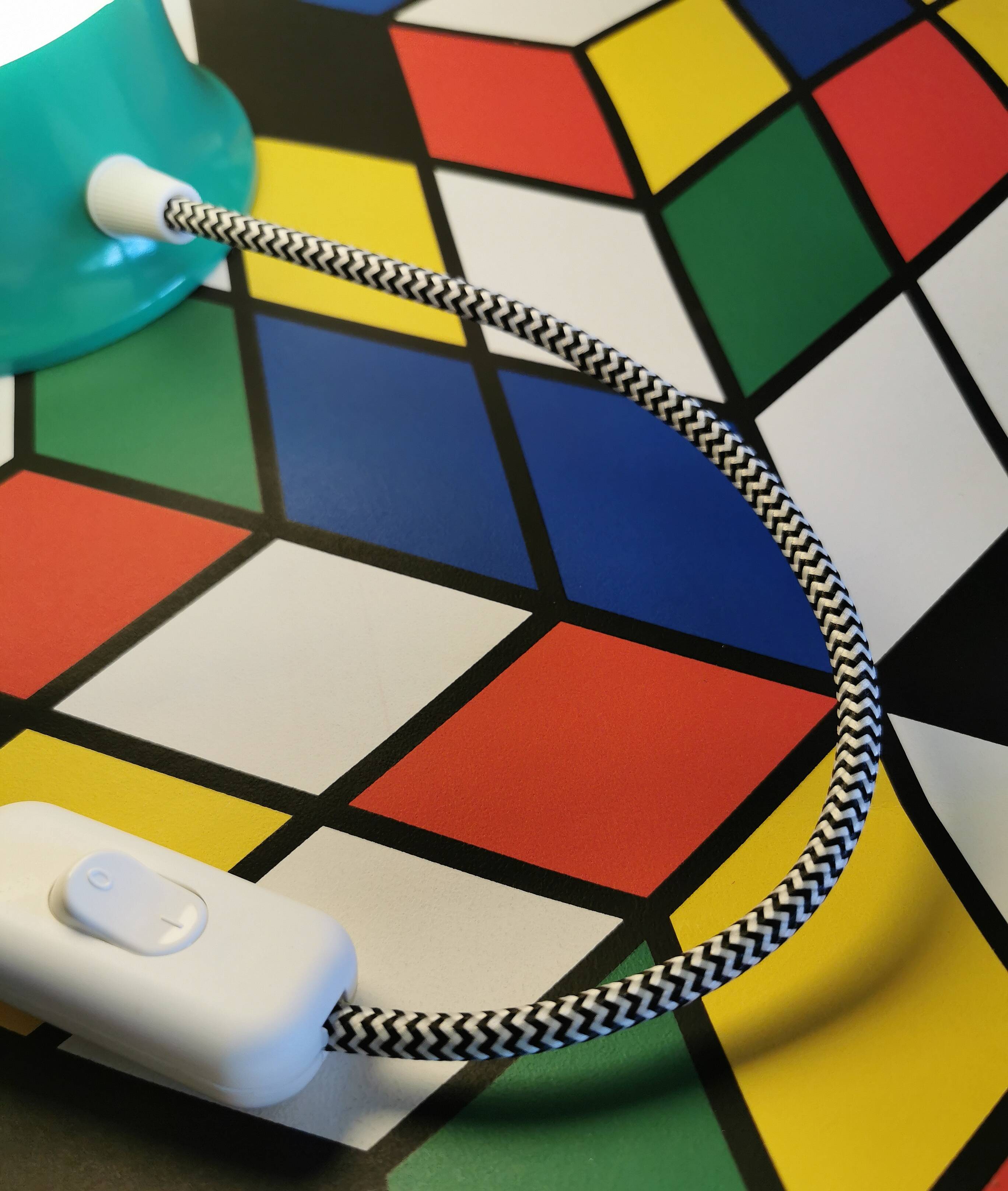 Vintage white opaline living room bedside desk lamp "Green"