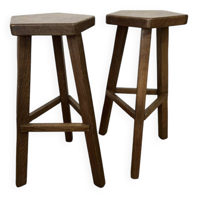 Paire de tabourets de bar vintage brutalistes