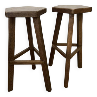 Paire de tabourets de bar vintage brutalistes