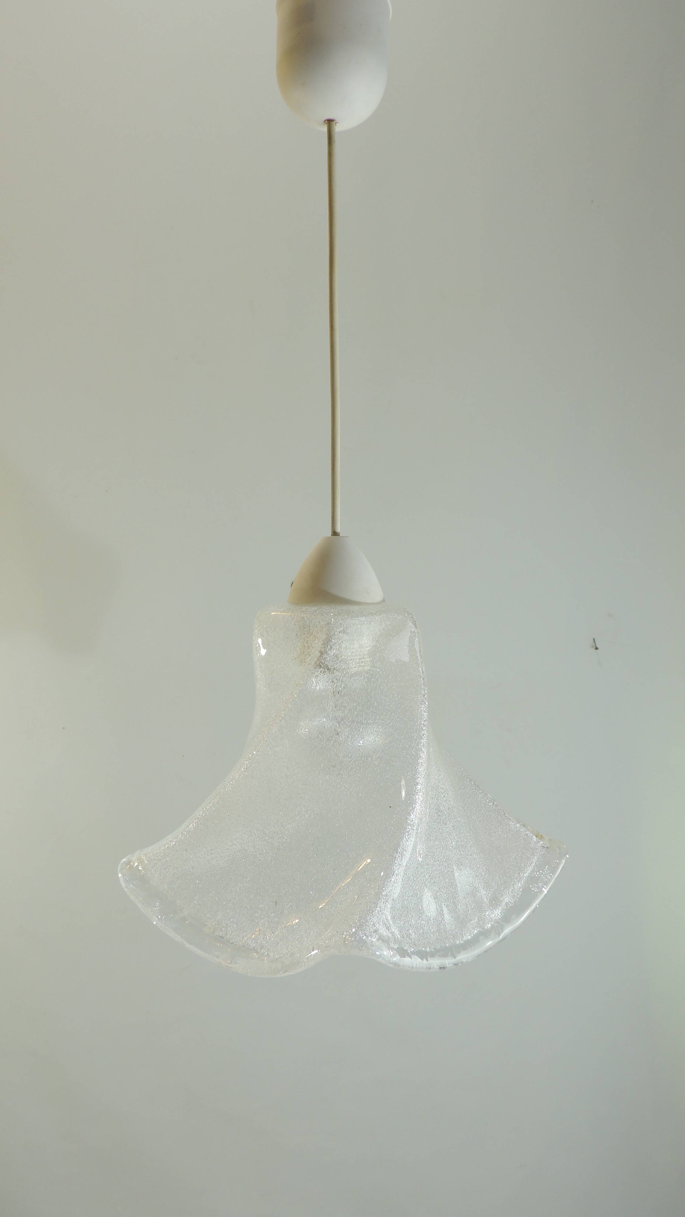 Suspension vintage en verre givré style fleur – Lampe plafonnier des années