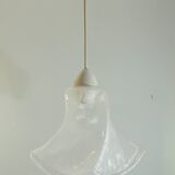 Suspension vintage en verre givré style fleur – Lampe plafonnier des années