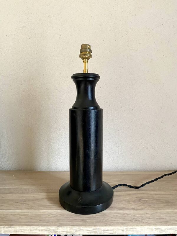 Lampe bois, câble tissu tressé 2M, abat-jour coton