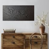 Minimalist monochrome abstract painting black