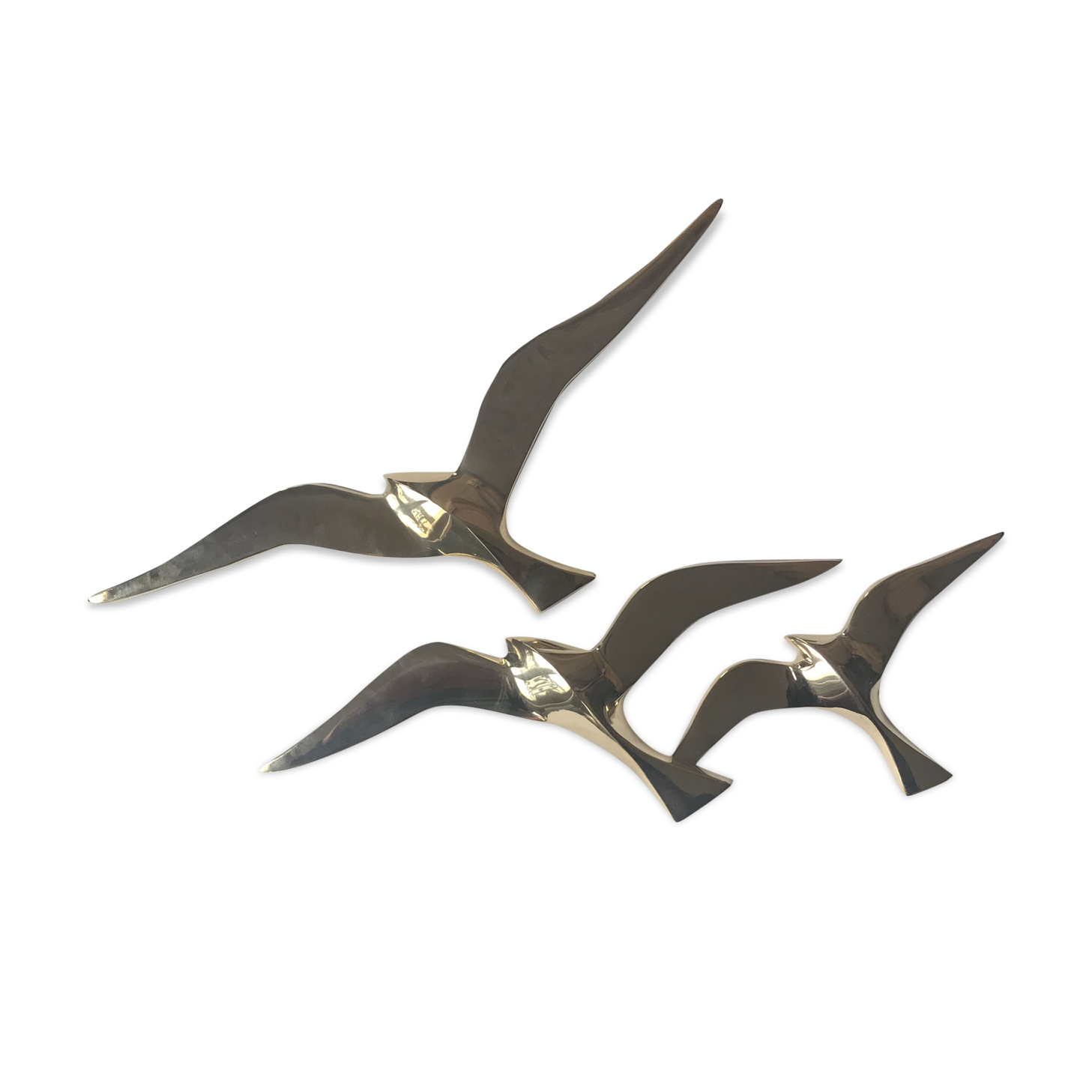 Trio of brass birds