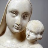 Bust of the Virgin and Child, waxed plaster, old art deco style, PP Deposited