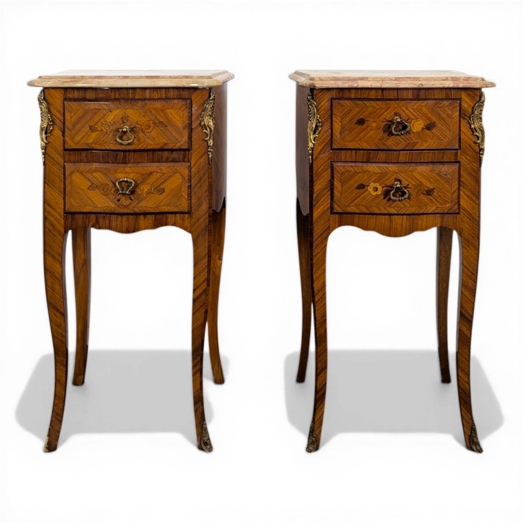 Pair of rosewood bedside tables in Louis XV style