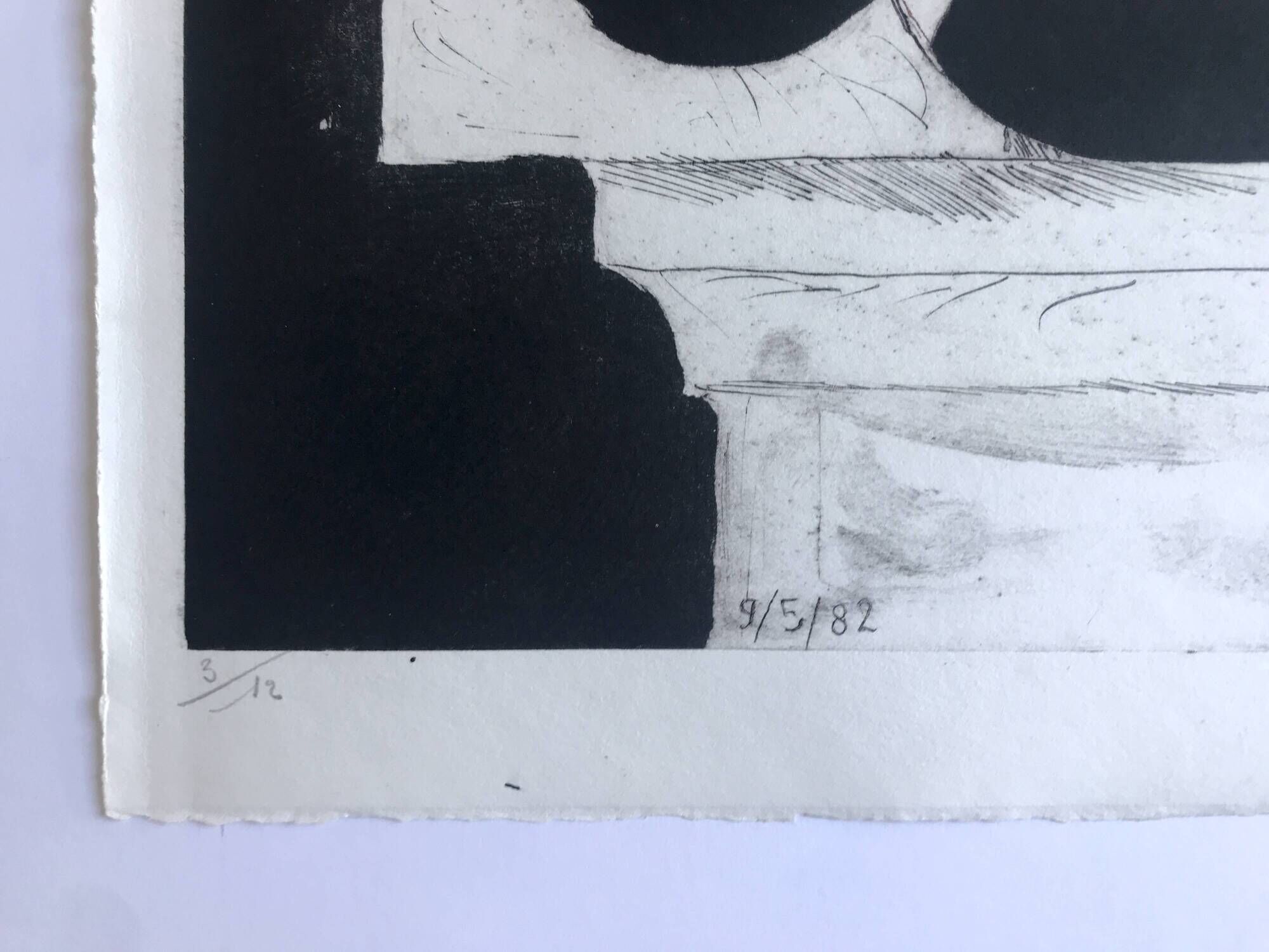 Emile marzé, untitled, 1982. original engraving signed in pencil.
