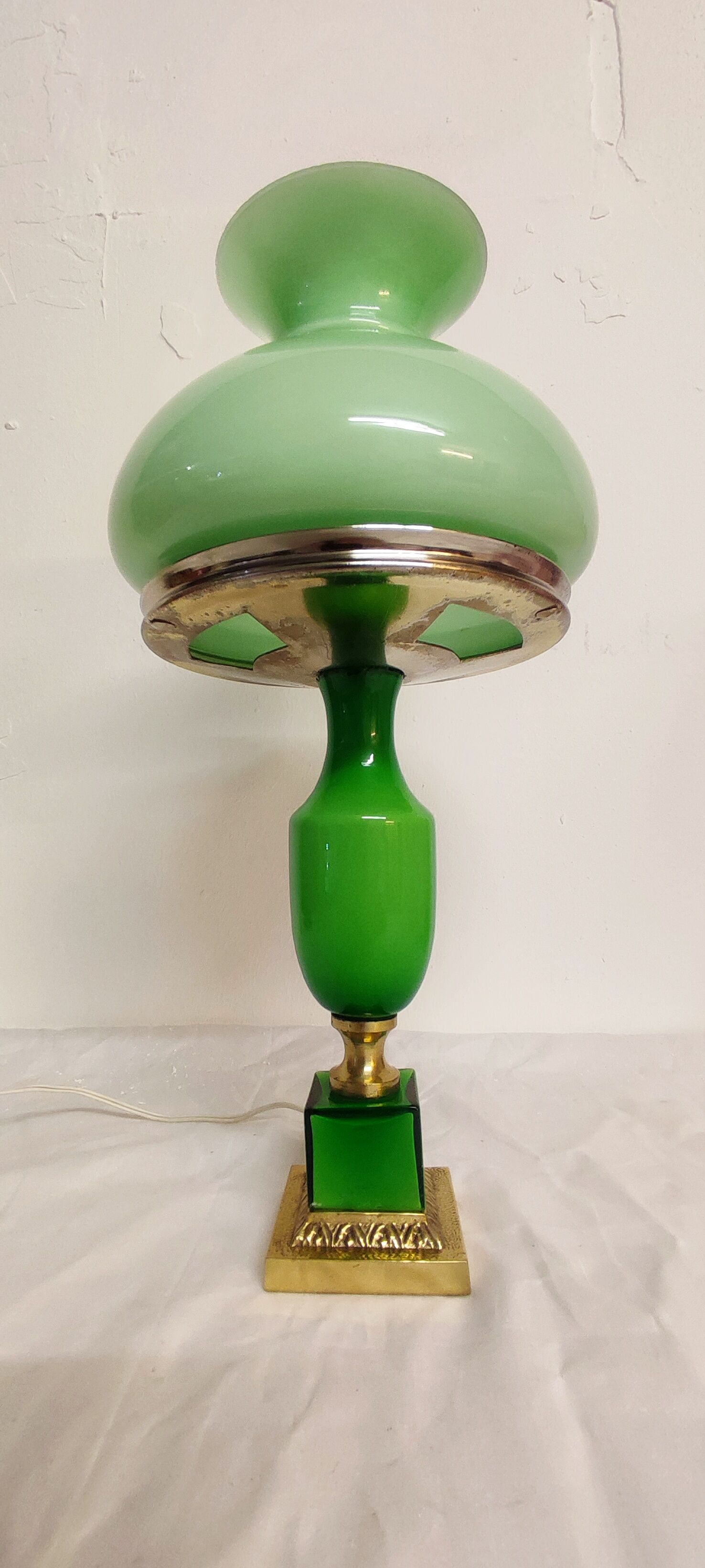 Glass and bronze table lamp, Spain, 1950