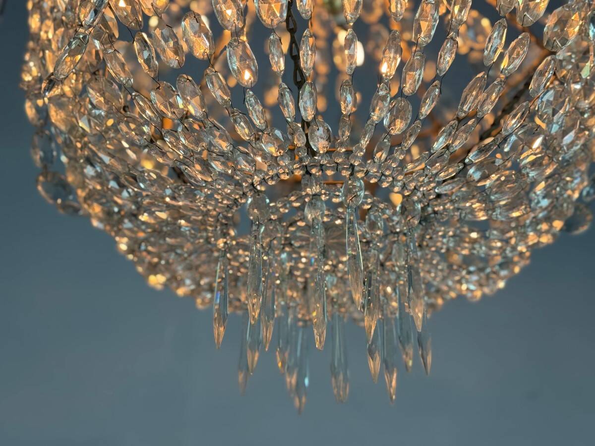 Pearl Bag, Chandelier Trimmed with Rows of Cut Crystal Beads, Circa 1