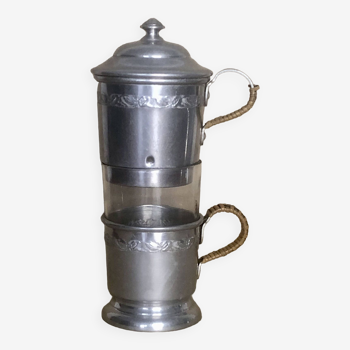 Individual aluminum coffee maker and its glass