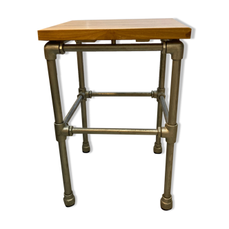 Tabouret style industriel pieds acier et assise bois