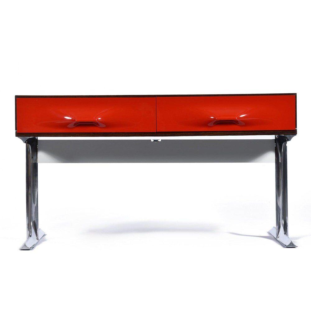 Console stéréo TV DF-2000 en palissandre, chrome et plastique rouge par Raymond Loewy.