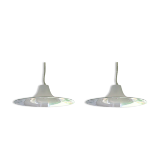 Pair of Cinea suspensions, Leucos workshop, handmade in Murano, design Giusto Toso, circa 197