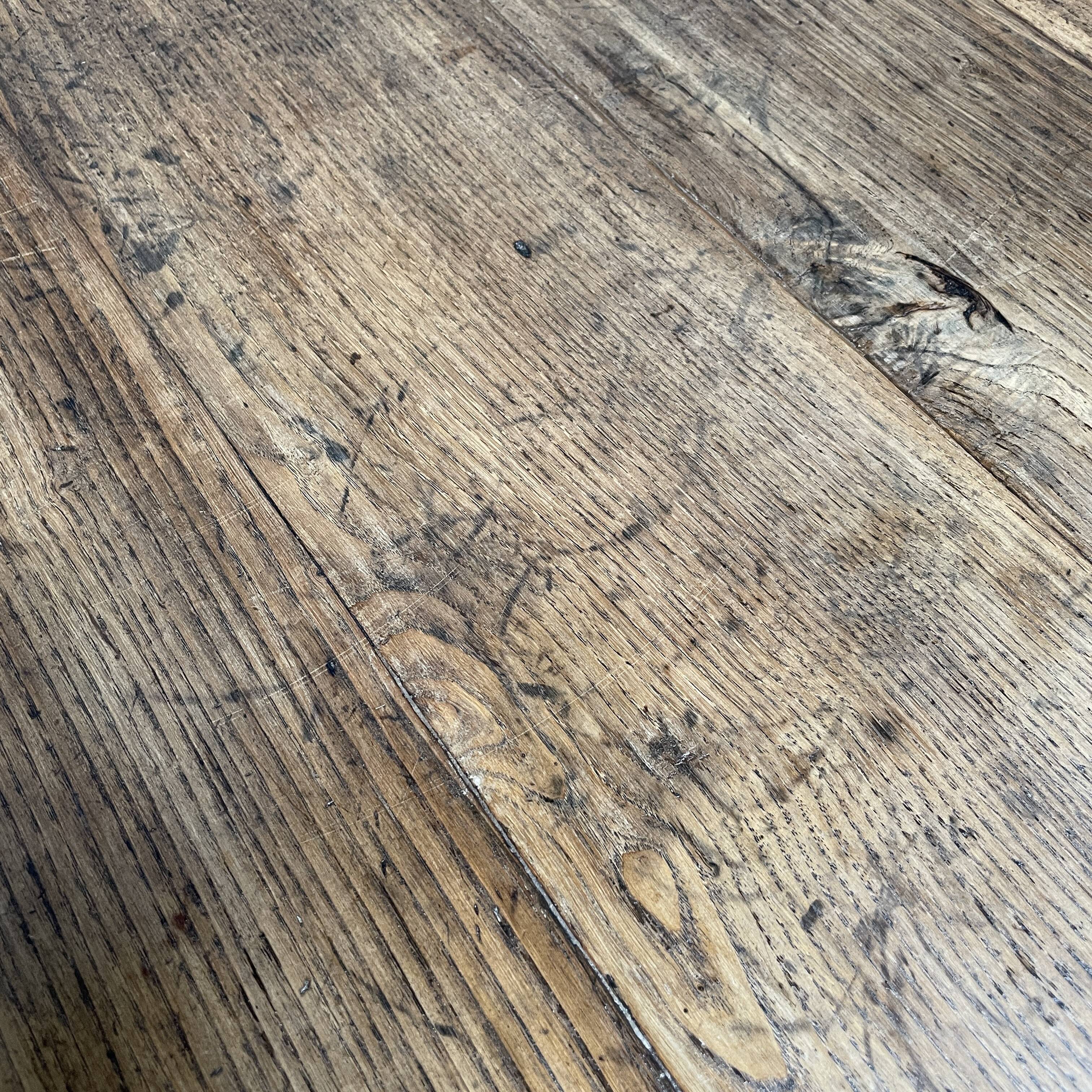 Large oak farmhouse table from France, early 1900s