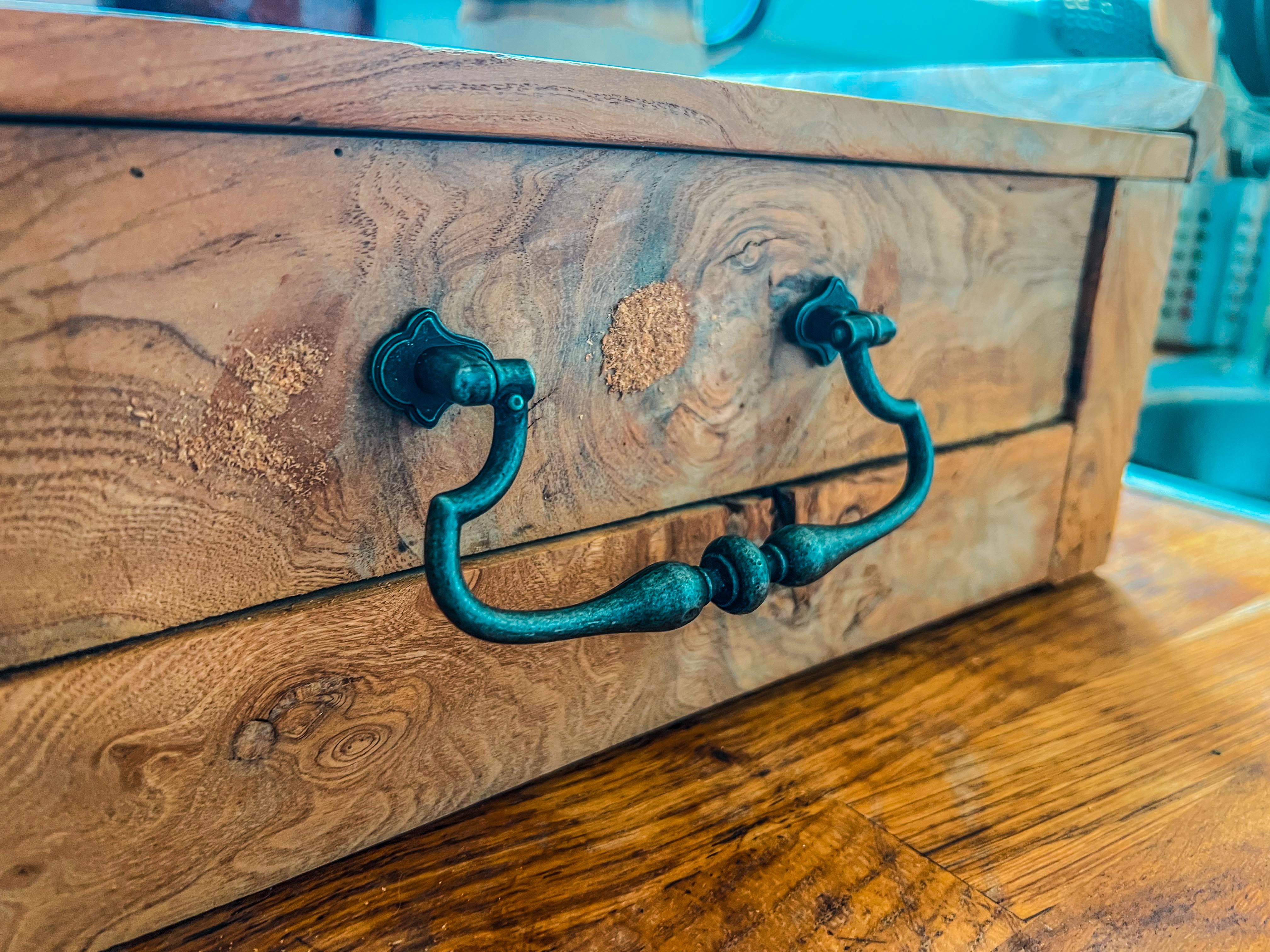 Olive wood storage cabinet