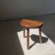 Stool in solid wood tripod seat half-moon