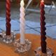 A set of 3 vintage star flower glass candle holders.