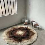 Round vintage wool rug