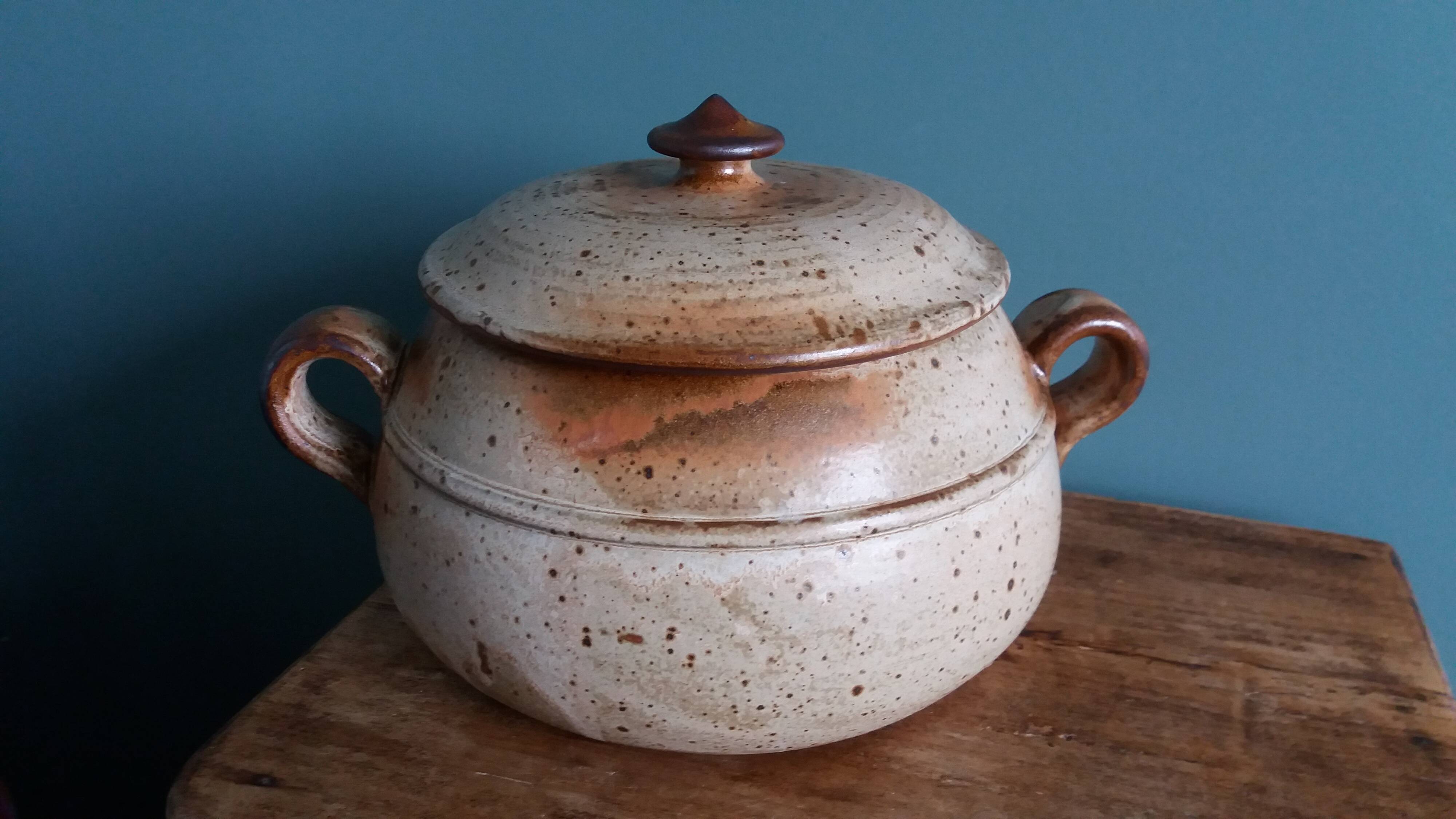 Stoneware tureen from Puisaye, signed Jean Pierre Prud’homme