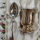 Silver-plated egg cup and spoon set