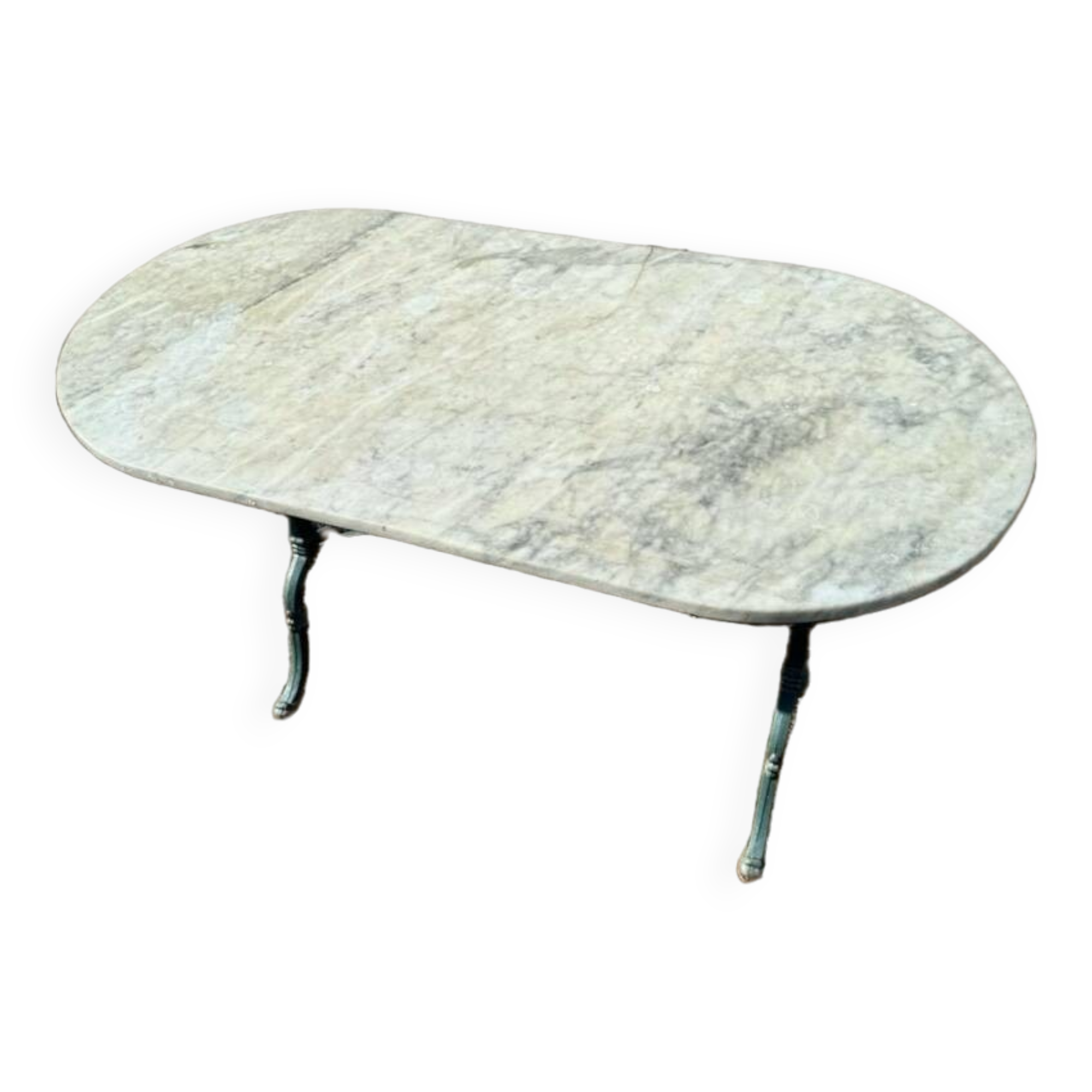 Godin cast iron and marble bistro table. 50's