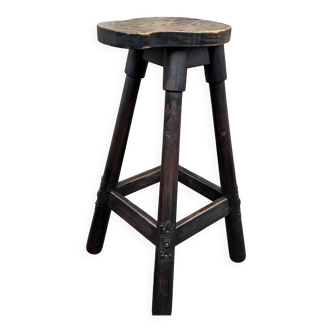 Wooden bar stools in Spanish Catalan style from the 1960s.