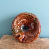 Cendrier zoomorphe poisson en terre cuite émaillée