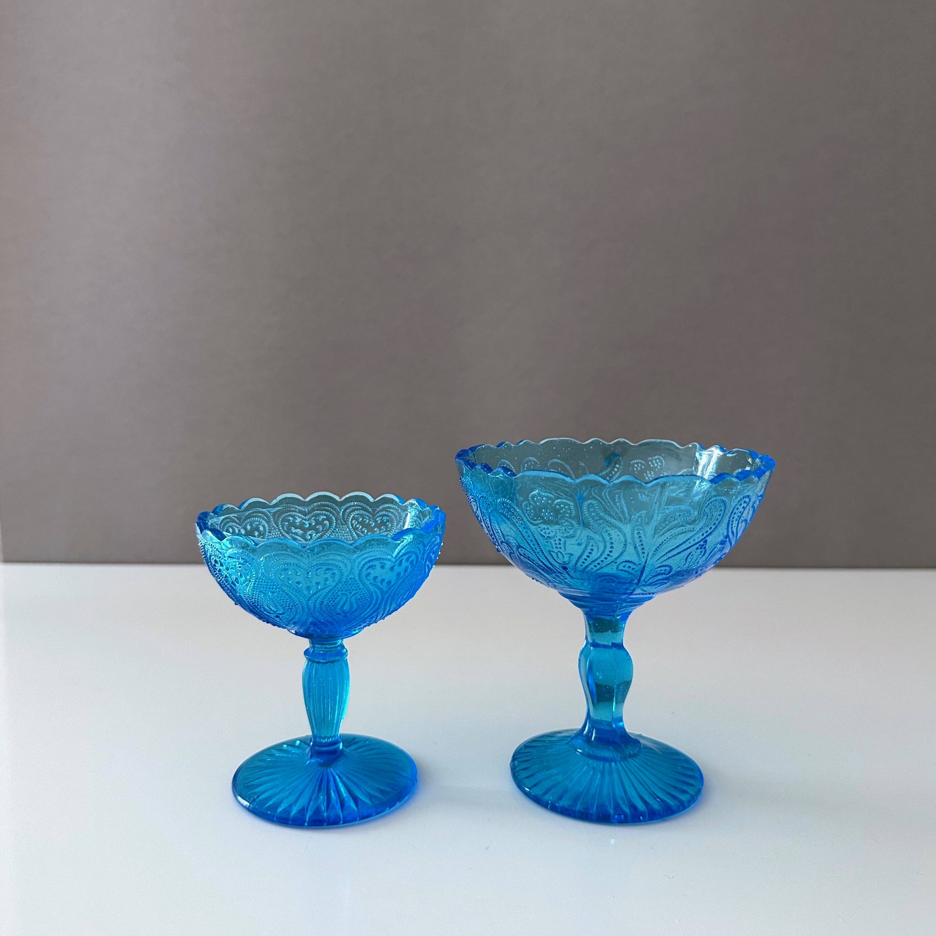Art Deco pressed glass collection, sugar bowls turquoise