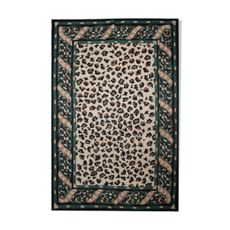 Green Leopard Print Modern Tapestry Rug- 122x183cm