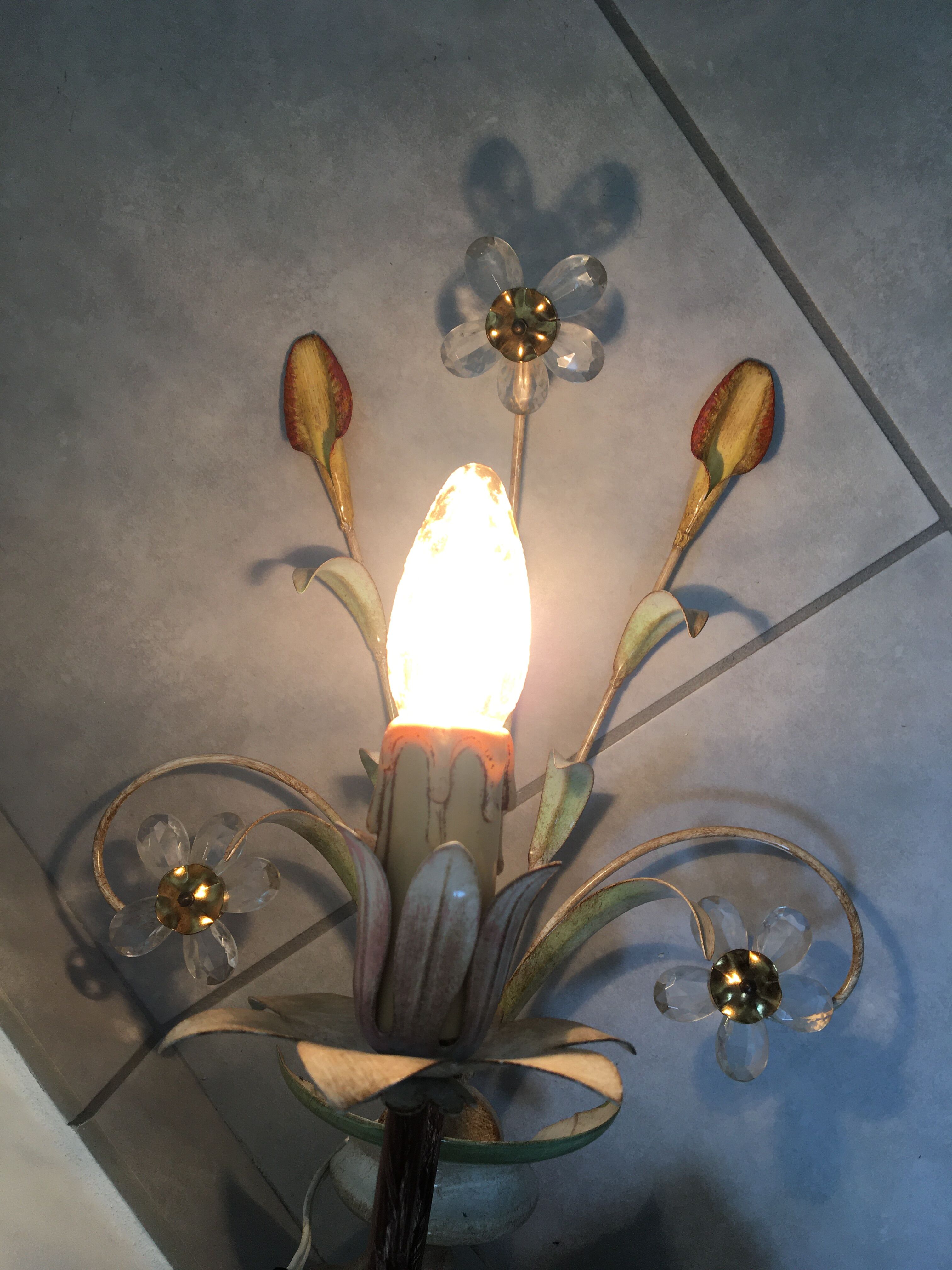 Pair of sconces in metal and glass